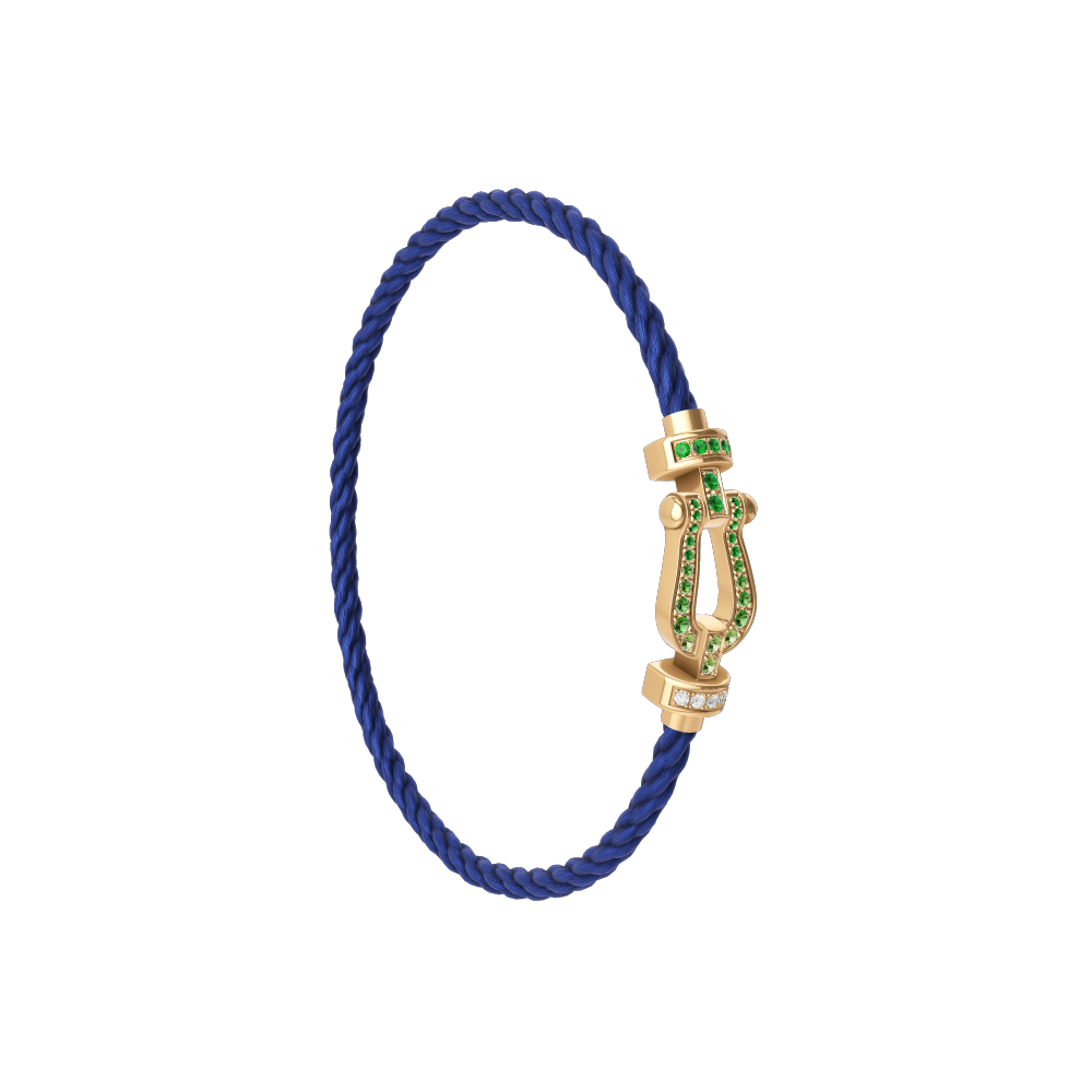 FRED FORCE 10 BRACELET Stainless steel and gold plating YELLOW GOLD AND COLORED STONES MEDIUM MODEL