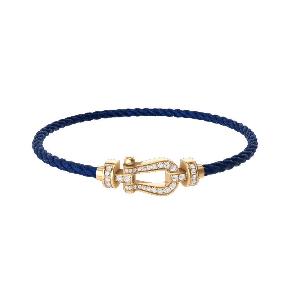 FRED FORCE 10 BRACELET Stainless steel and gold plating YELLOW GOLD AND DIAMONDS MEDIUM MODEL