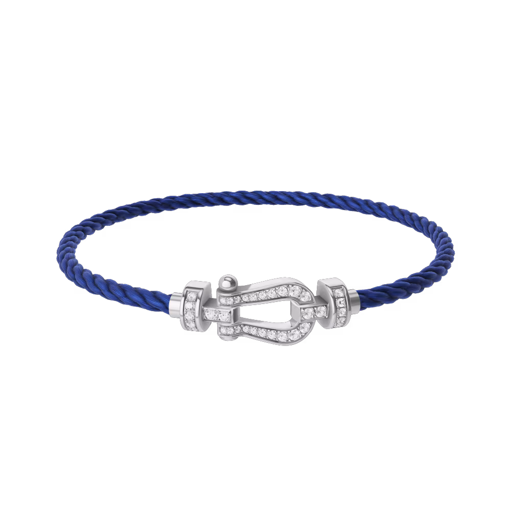 FRED FORCE 10 BRACELET Stainless steel and gold plating WHITE GOLD AND DIAMONDS MEDIUM MODEL