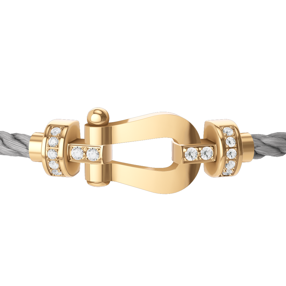 FRED FORCE 10 BRACELET Stainless steel and gold plating YELLOW GOLD AND DIAMONDS MEDIUM MODEL