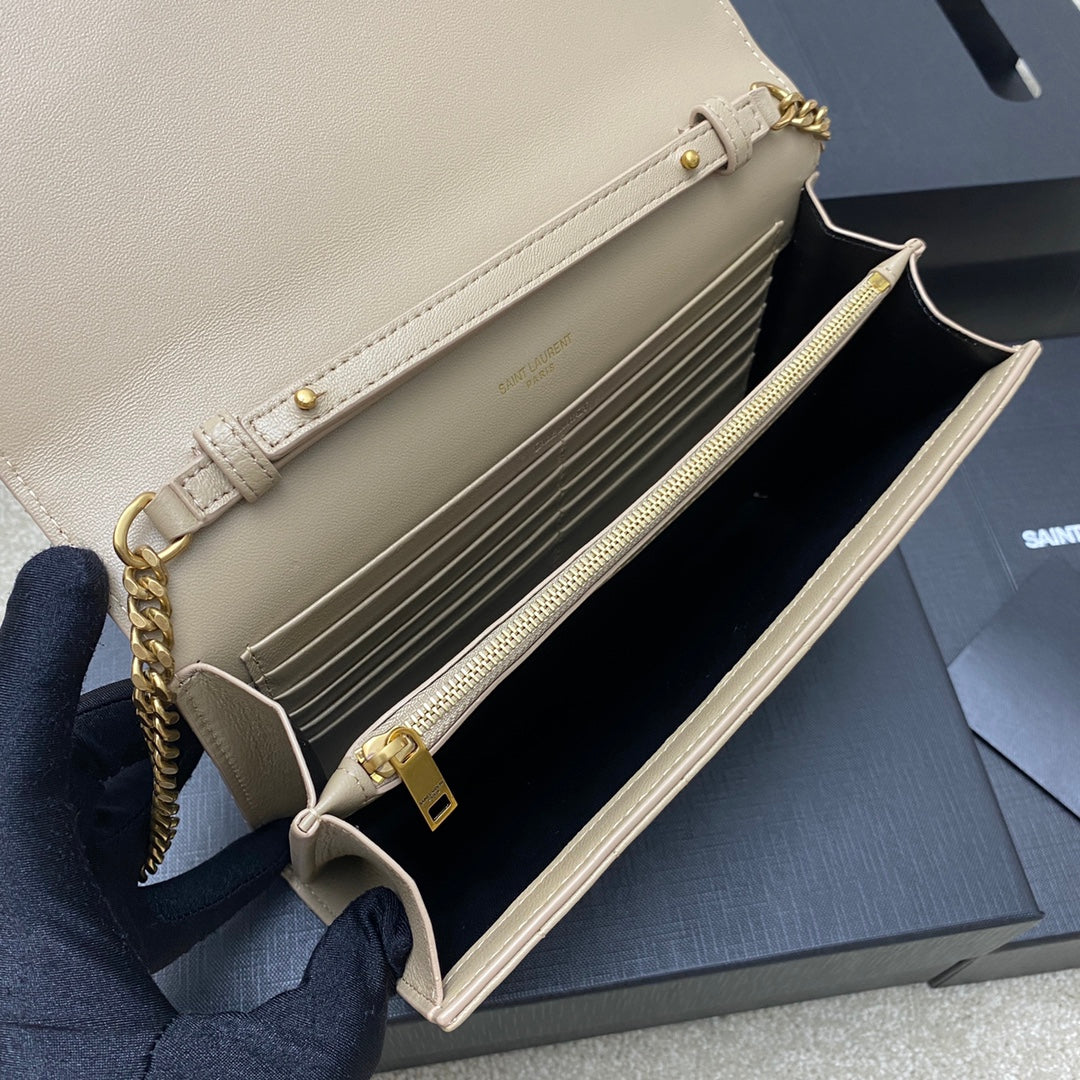 YSL Cassandre Matelassé Carré Chain Wallet IN Lambskin