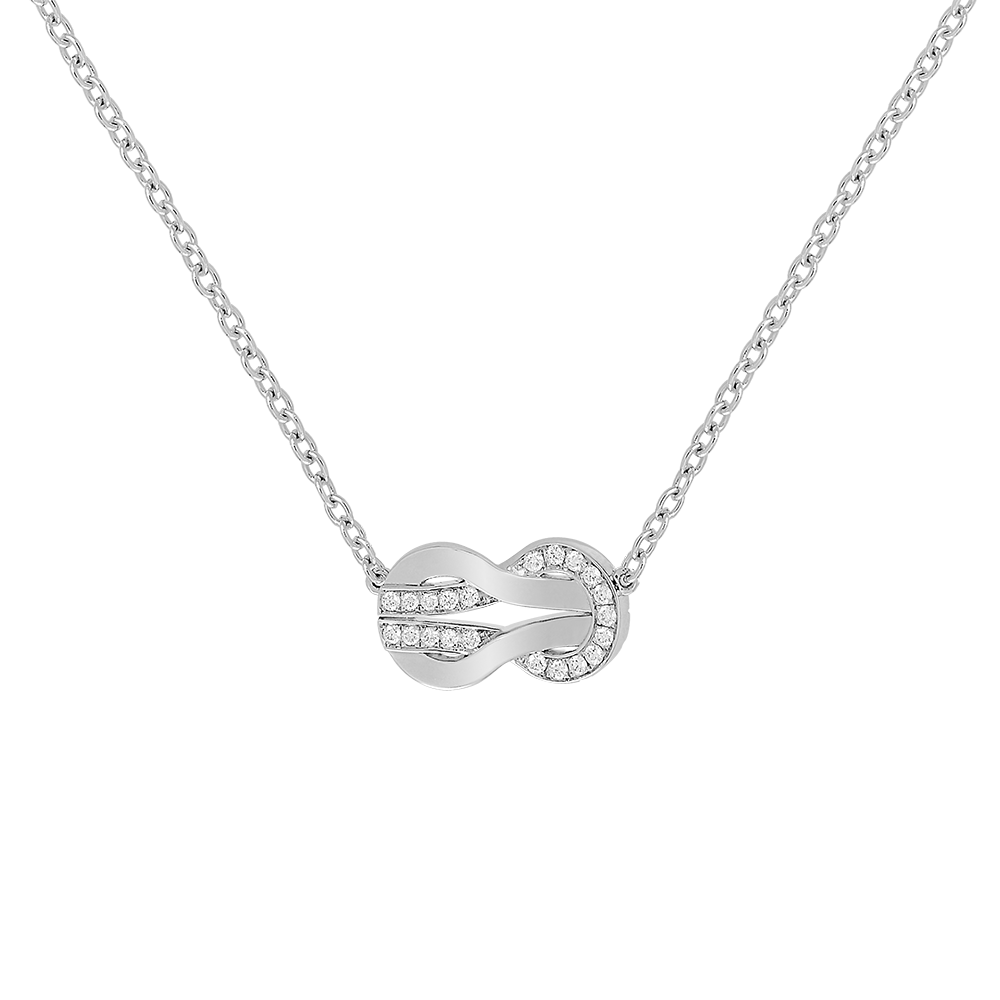 FRED CHANCE INFINIE NECKLACE Stainless steel and gold plating WHITE GOLD AND DIAMONDS MEDIUM MODEL