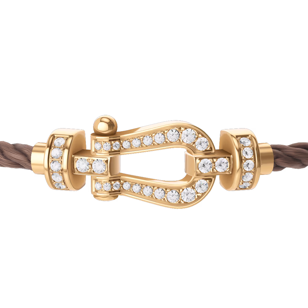 FRED FORCE 10 BRACELET Stainless steel and gold plating YELLOW GOLD AND DIAMONDS MEDIUM MODEL