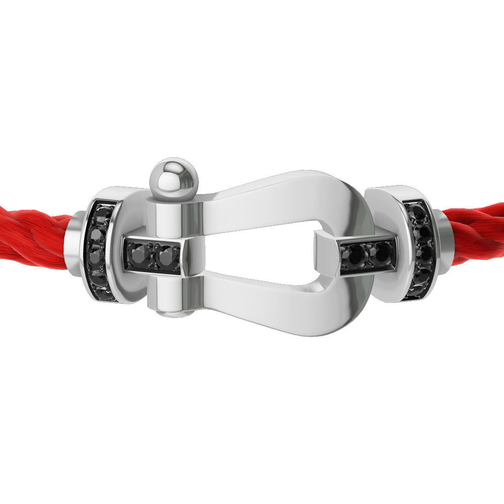 FRED FORCE 10 BRACELET Stainless steel and gold plating WHITE GOLD AND BLACK DIAMONDS LARGE MODEL