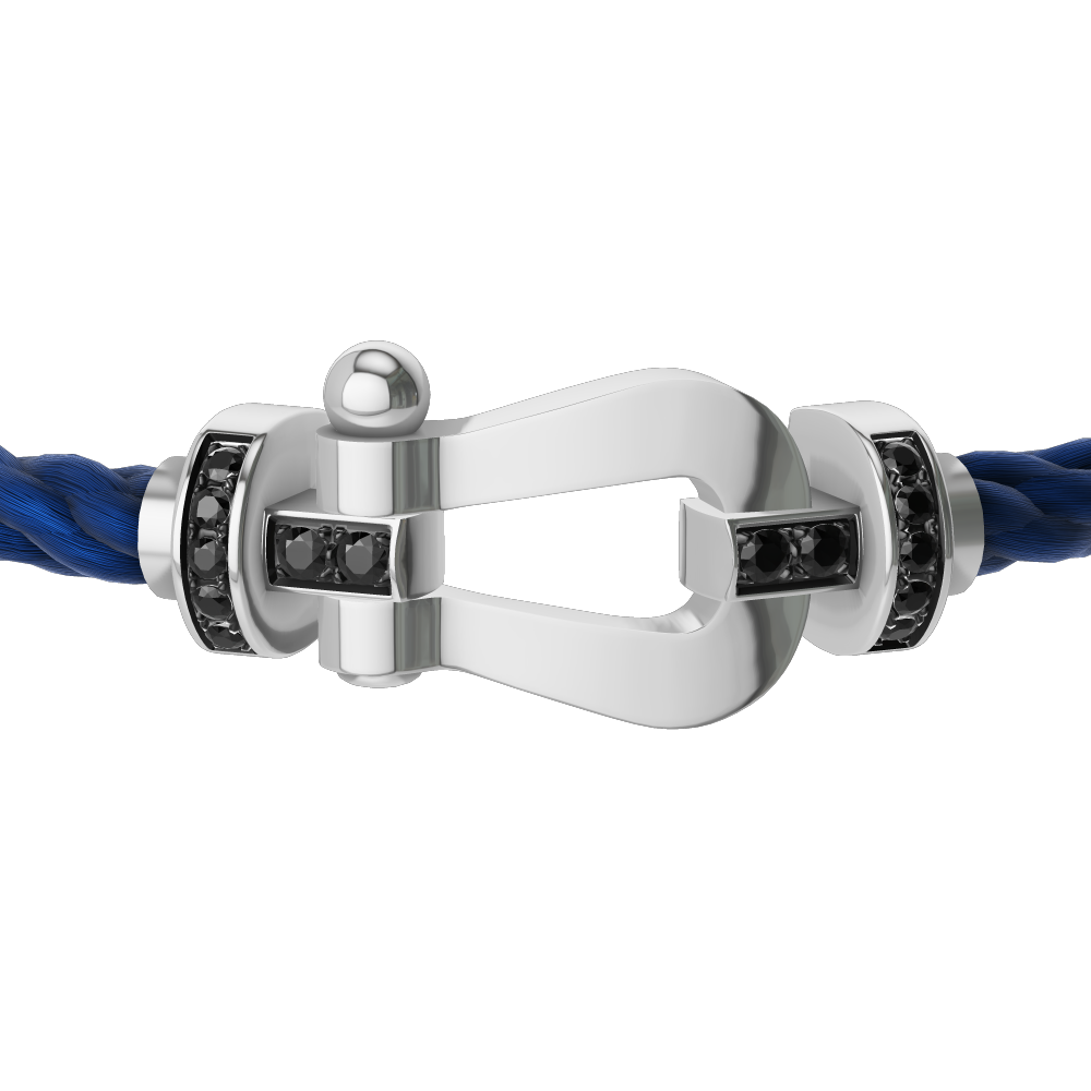 FRED FORCE 10 BRACELET Stainless steel and gold plating WHITE GOLD AND BLACK DIAMONDS LARGE MODEL