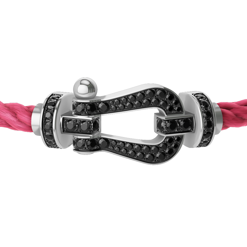 FRED FORCE 10 BRACELET Stainless steel and gold plating WHITE GOLD AND BLACK DIAMONDS LARGE MODEL