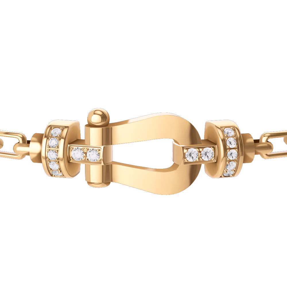 FRED FORCE 10 BRACELET Stainless steel and gold plating YELLOW GOLD AND DIAMONDS MEDIUM MODEL
