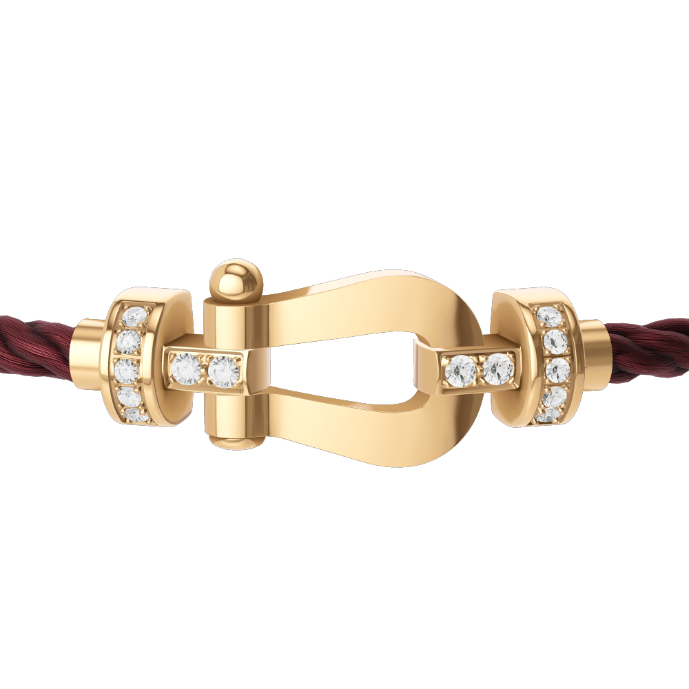 FRED FORCE 10 BRACELET Stainless steel and gold plating YELLOW GOLD AND DIAMONDS MEDIUM MODEL