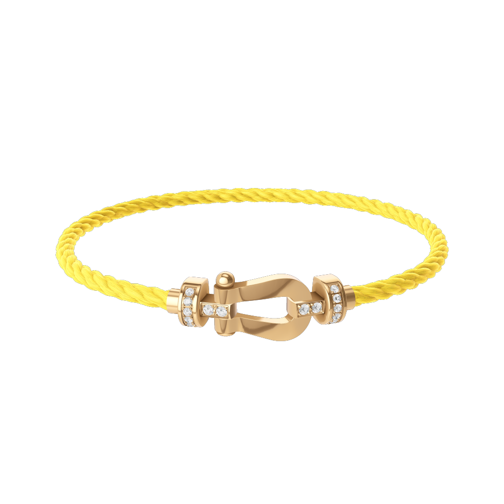 FRED FORCE 10 BRACELET Stainless steel and gold plating YELLOW GOLD AND DIAMONDS MEDIUM MODEL