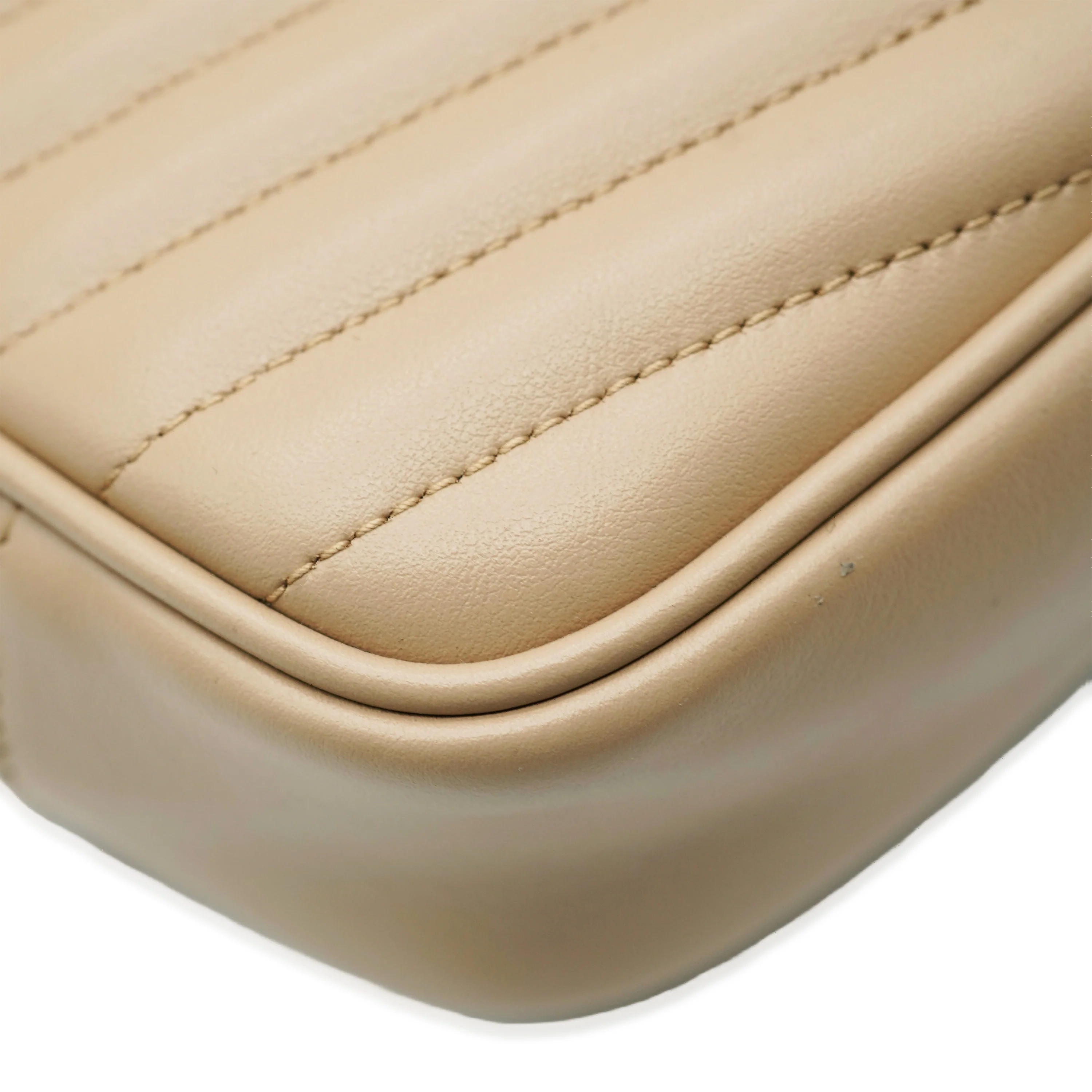 Saint Laurent Beige Chevron Calfskin Mini Lou Camera Bag