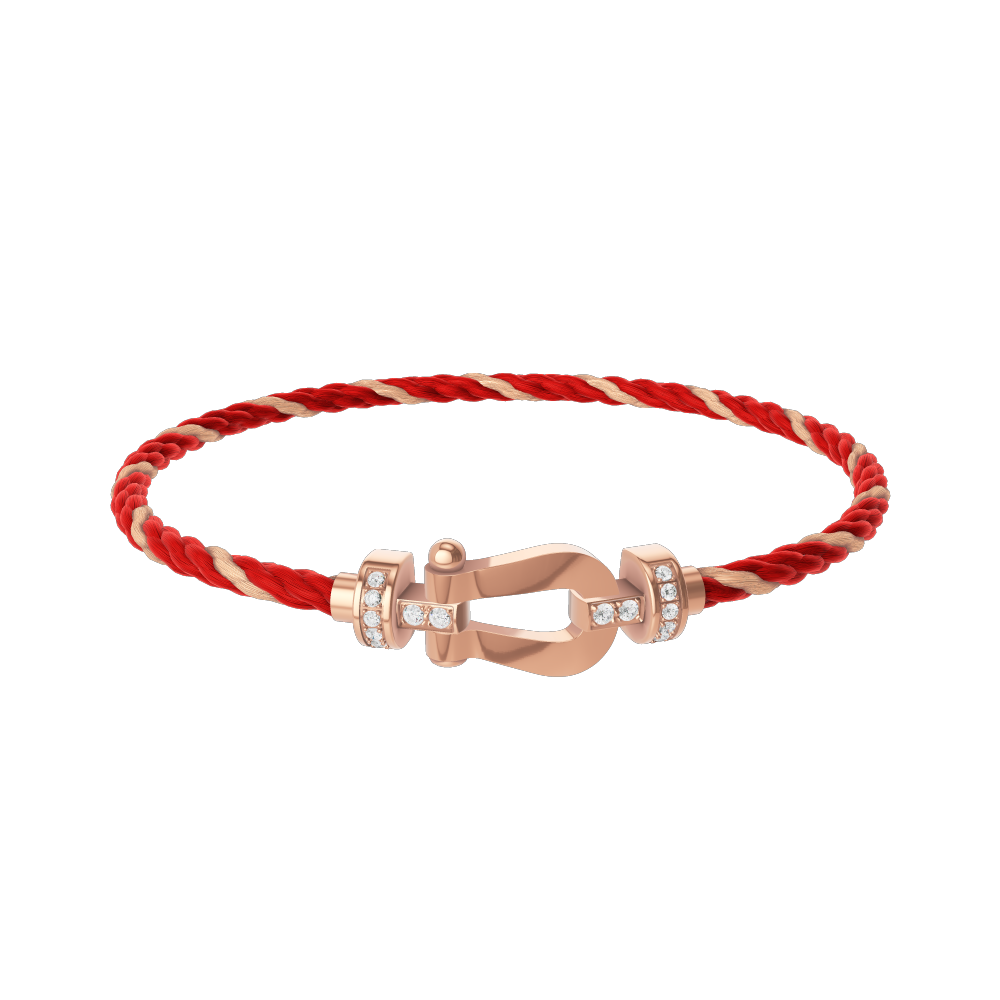 FRED FORCE 10 BRACELET Stainless steel and gold plating PINK GOLD AND DIAMONDS MEDIUM MODEL
