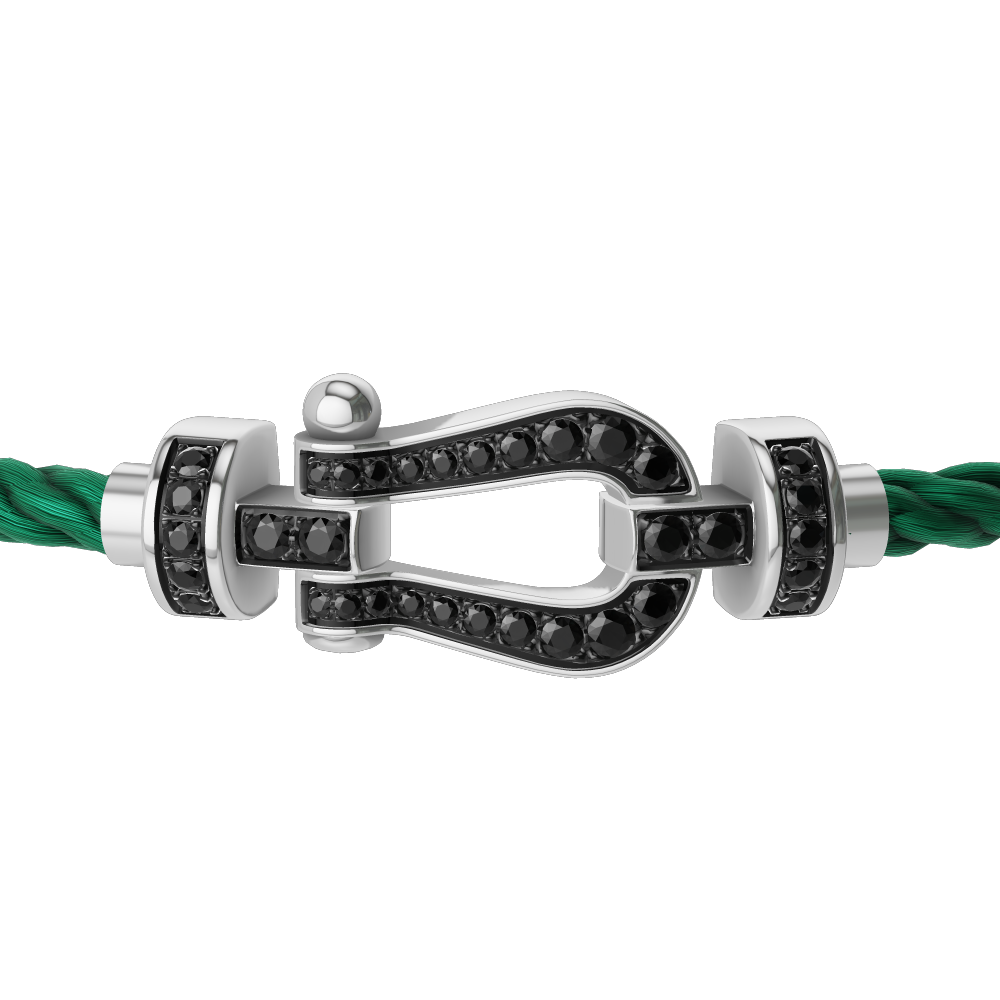 FRED FORCE 10 BRACELET Stainless steel and gold plating WHITE GOLD AND BLACK DIAMONDS MEDIUM MODEL