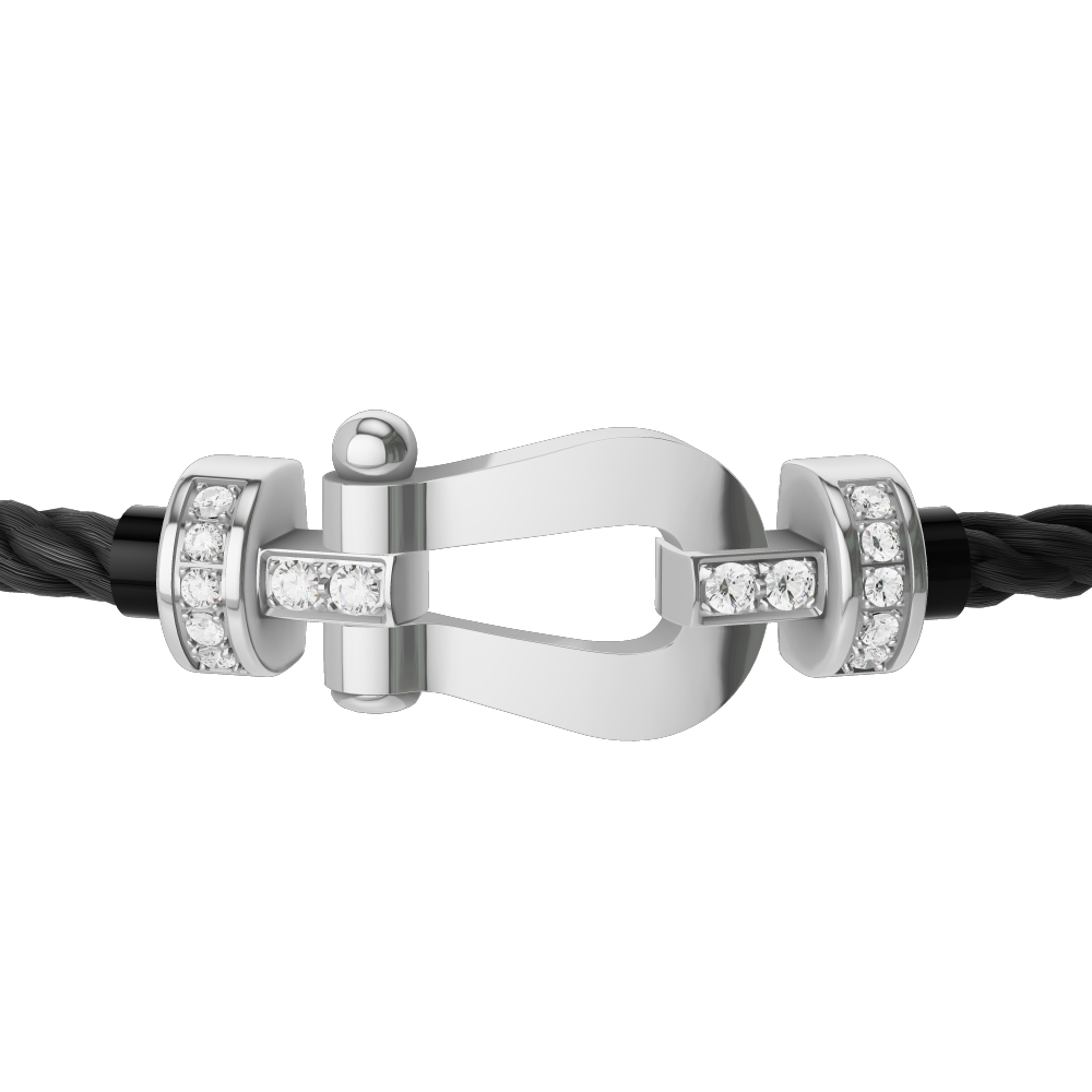 FRED FORCE 10 BRACELET Stainless steel and gold plating WHITE GOLD AND DIAMONDS MEDIUM MODEL