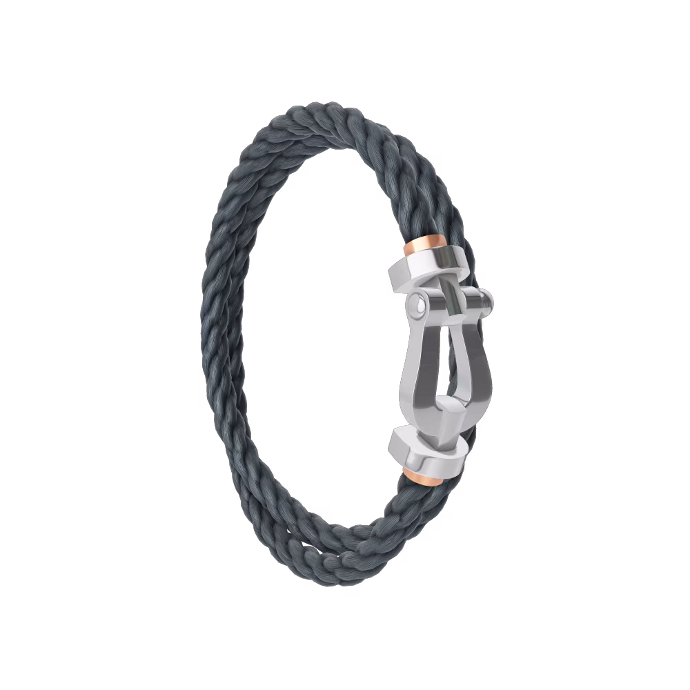 FRED FORCE 10 BRACELET Stainless steel and gold plating WHITE GOLD LARGE MODEL