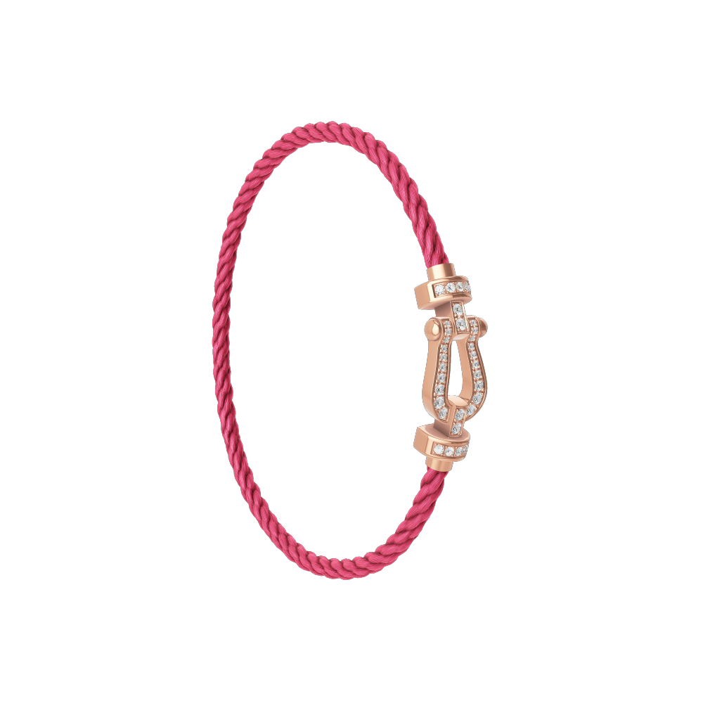 FRED FORCE 10 BRACELET Stainless steel and gold plating PINK GOLD AND DIAMONDS MEDIUM MODEL