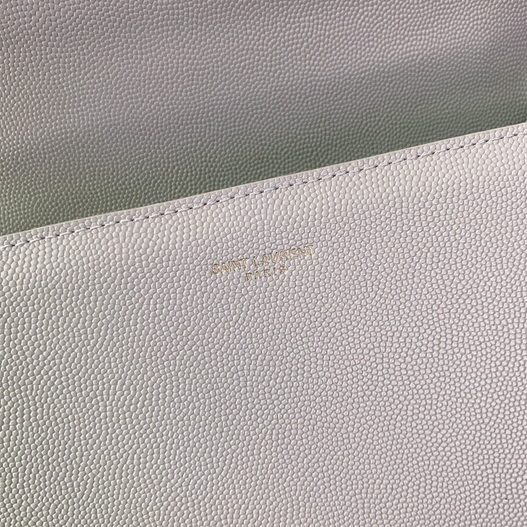 YSL Cassandra Medium Top Handle Bag in Grain Poudre Embossed Leather