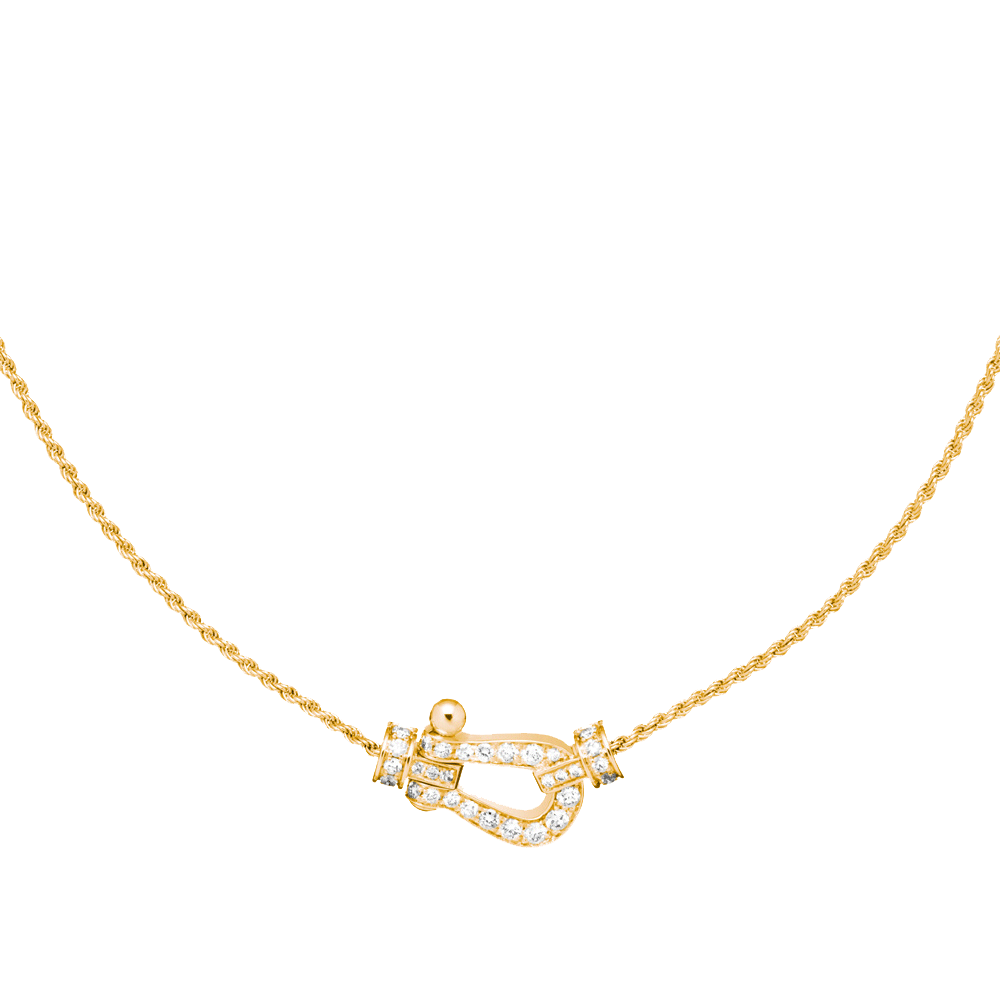 FRED FORCE 10 NECKLACE Stainless steel and gold plating YELLOW GOLD AND DIAMONDS MEDIUM MODEL