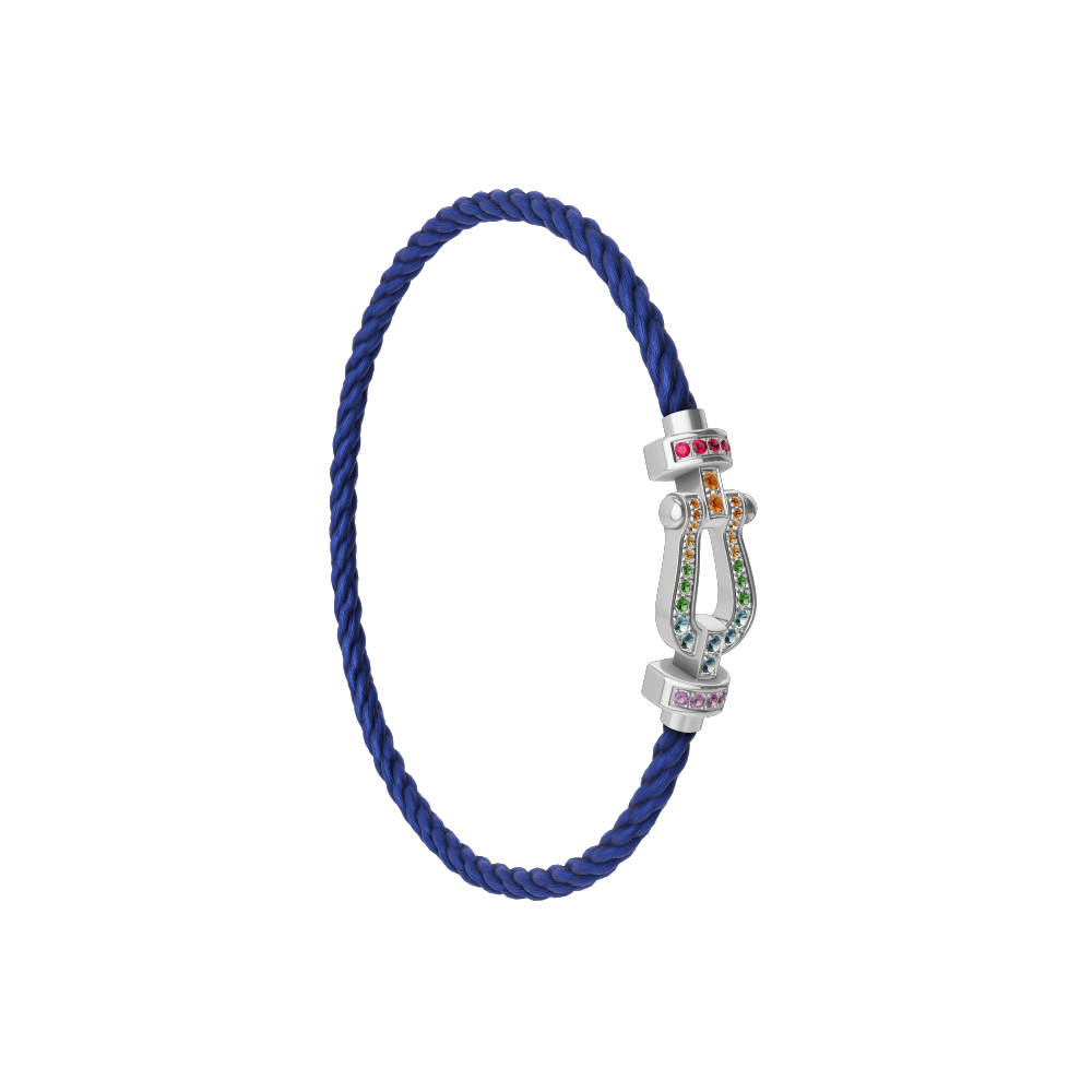 FRED FORCE 10 BRACELET MEDIUM MODEL IN Stainless steel and gold plating WHITE GOLD AND COLOURED STONES