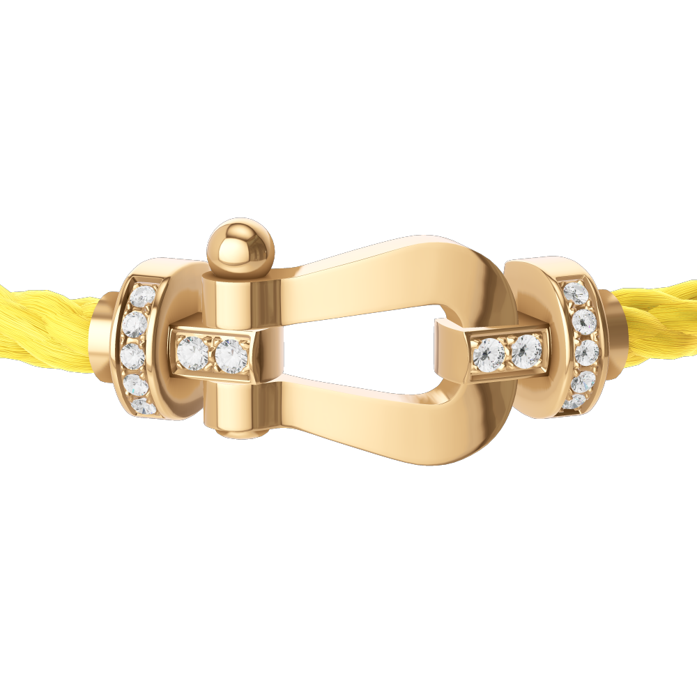 FRED FORCE 10 BRACELET Stainless steel and gold plating YELLOW GOLD AND DIAMONDS LARGE MODEL