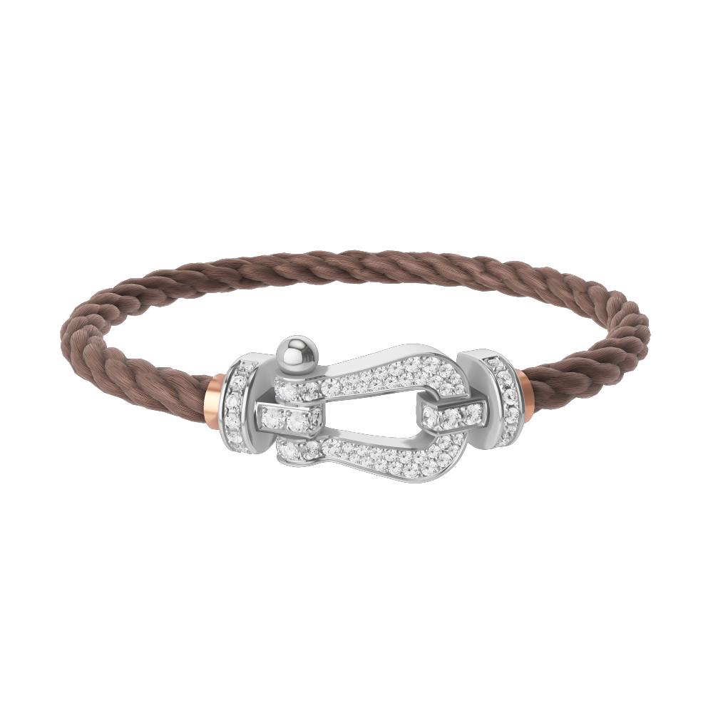 FRED FORCE 10 BRACELET Stainless steel and gold plating WHITE GOLD AND DIAMONDS LARGE MODEL