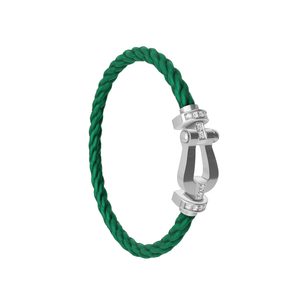 FRED FORCE 10 BRACELET Stainless steel and gold plating WHITE GOLD AND DIAMONDS LARGE MODEL