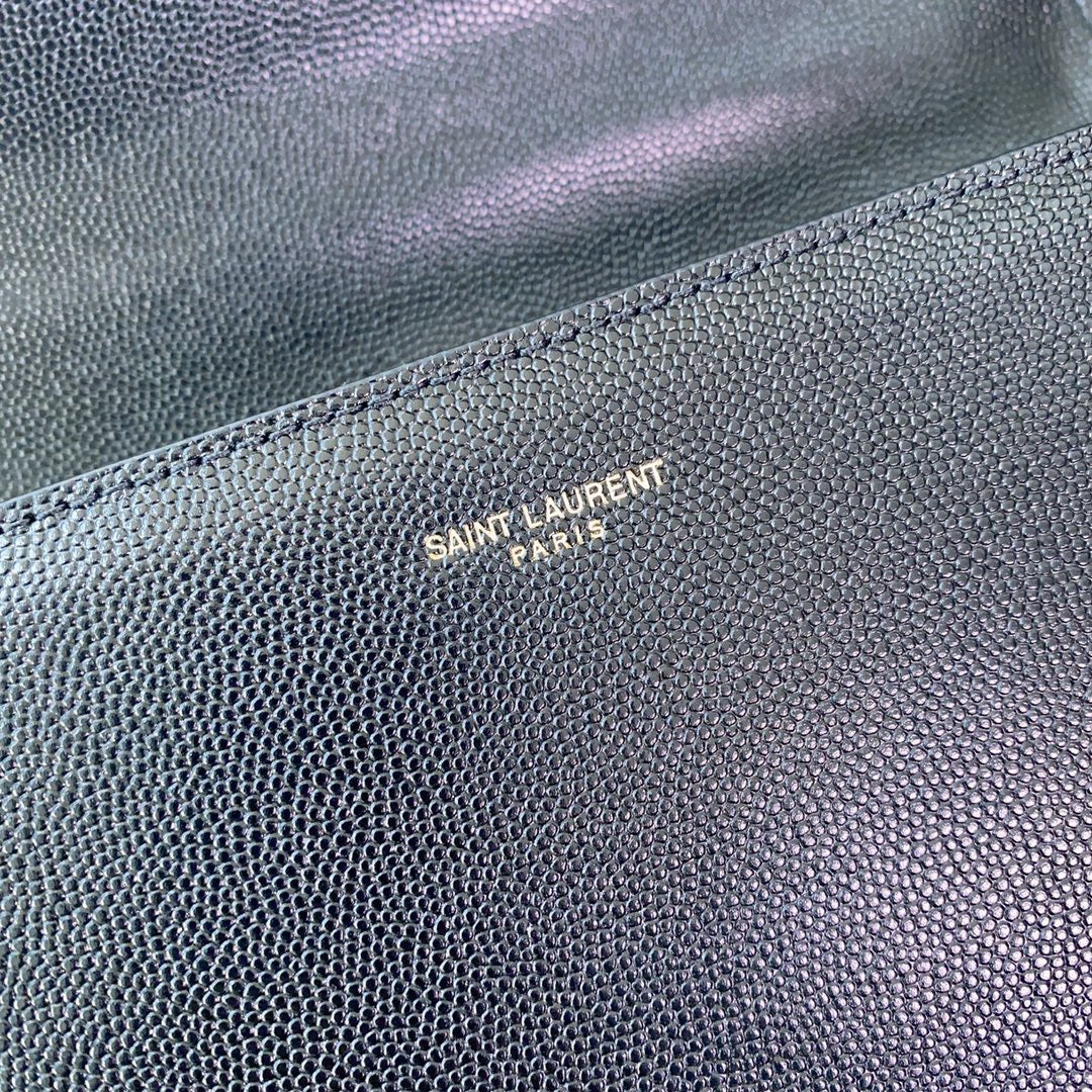 YSL Cassandra Medium Top Handle Bag in Grain Poudre Embossed Leather