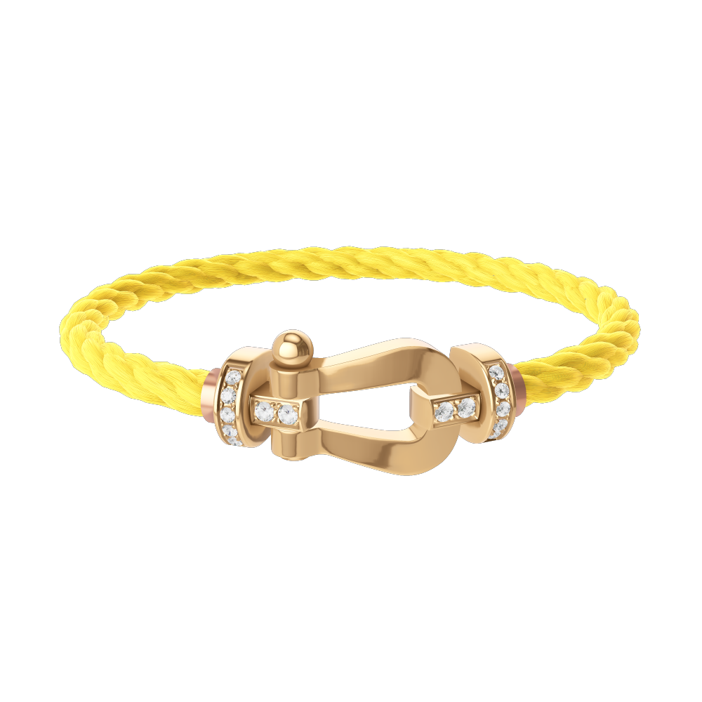 FRED FORCE 10 BRACELET Stainless steel and gold plating YELLOW GOLD AND DIAMONDS LARGE MODEL