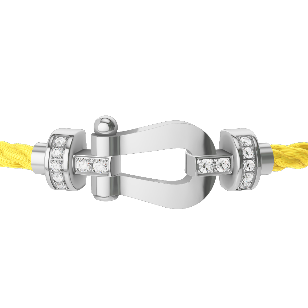 FRED FORCE 10 BRACELET Stainless steel and gold plating WHITE GOLD AND DIAMONDS MEDIUM MODEL