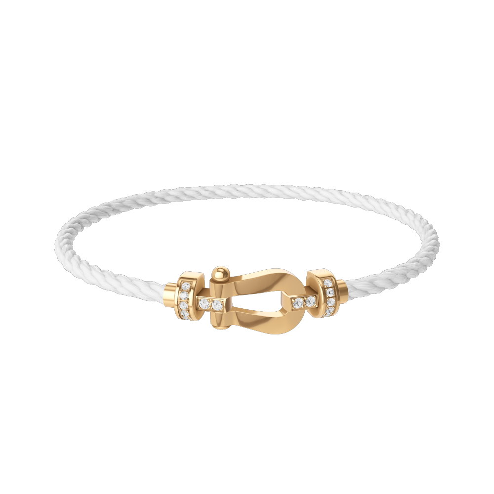 FRED FORCE 10 BRACELET Stainless steel and gold plating YELLOW GOLD AND DIAMONDS MEDIUM MODEL