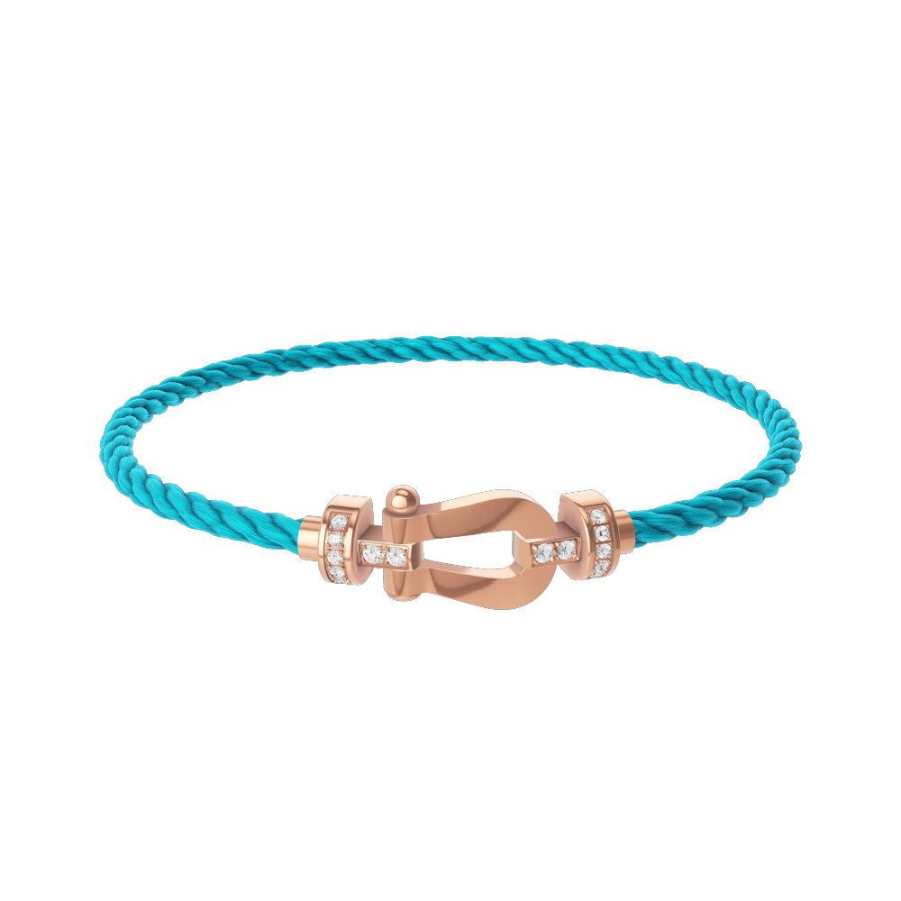FRED FORCE 10 BRACELET Stainless steel and gold plating PINK GOLD AND DIAMONDS MEDIUM MODEL