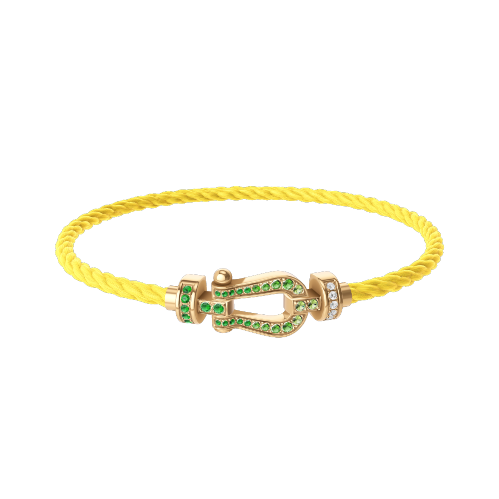 FRED FORCE 10 BRACELET Stainless steel and gold plating YELLOW GOLD AND COLORED STONES MEDIUM MODEL