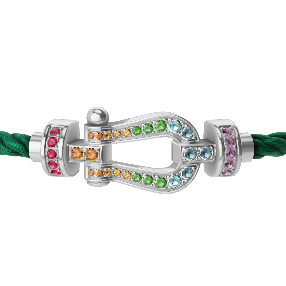 FRED FORCE 10 BRACELET MEDIUM MODEL IN Stainless steel and gold plating WHITE GOLD AND COLOURED STONES