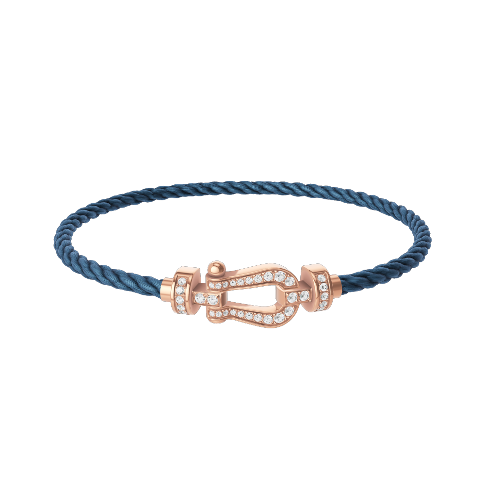 FRED FORCE 10 BRACELET Stainless steel and gold plating PINK GOLD AND DIAMONDS MEDIUM MODEL