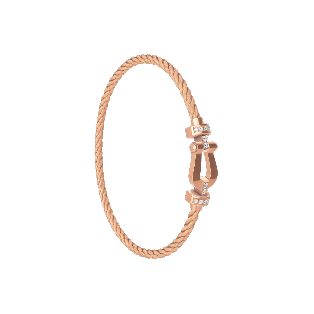 FRED FORCE 10 BRACELET Stainless steel and gold plating PINK GOLD AND DIAMONDS MEDIUM MODEL