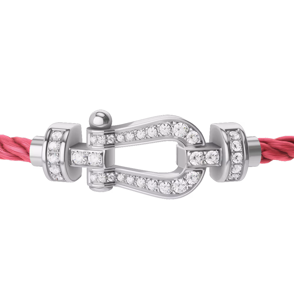 FRED FORCE 10 BRACELET Stainless steel and gold plating WHITE GOLD AND DIAMONDS MEDIUM MODEL