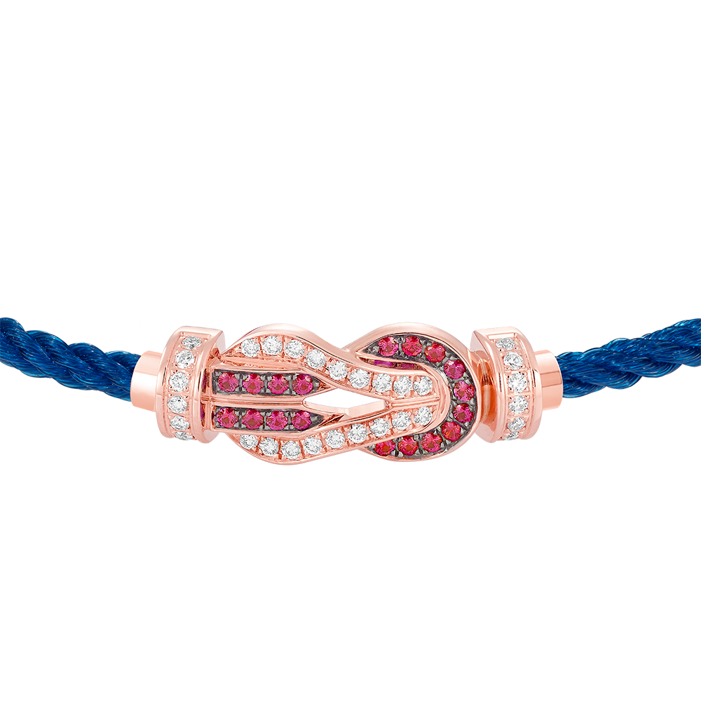 FRED CHANCE INFINIE BRACELET Stainless steel and gold plating PINK GOLD DIAMANTS AND RUBIES MEDIUM MODEL