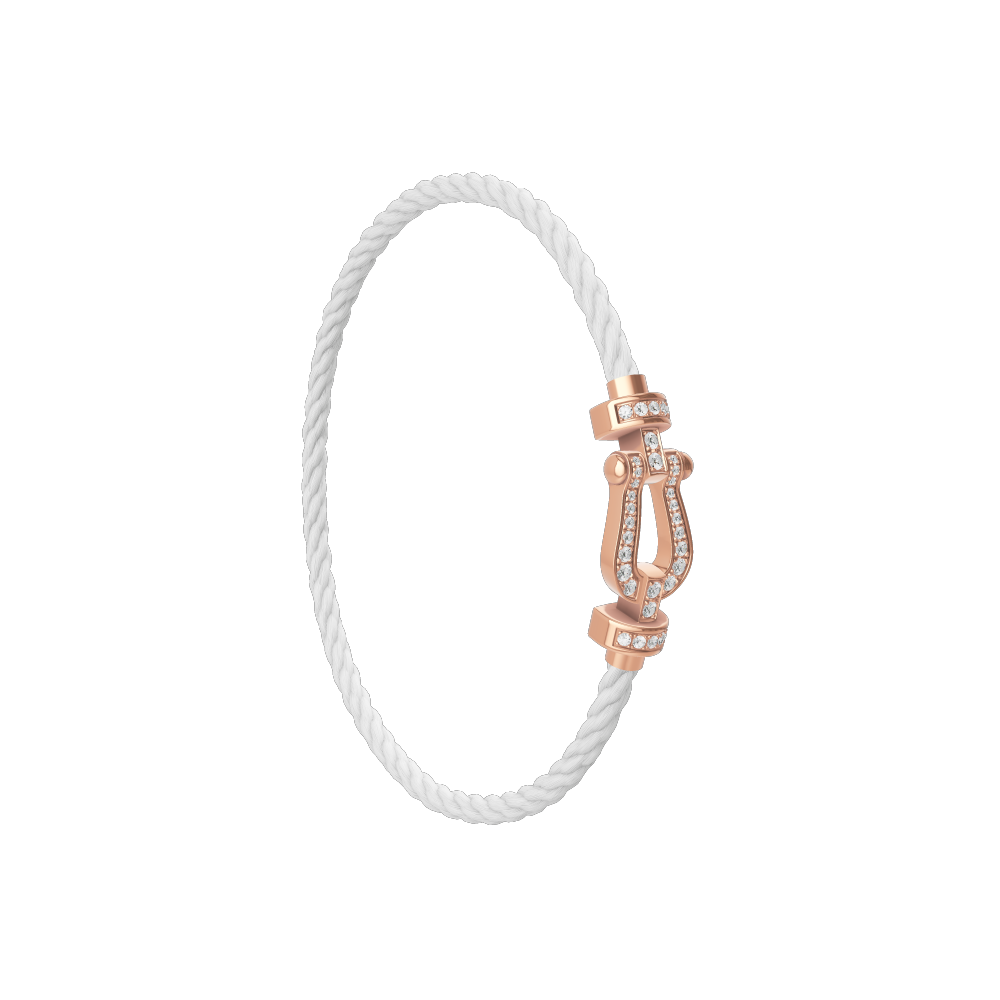 FRED FORCE 10 BRACELET Stainless steel and gold plating PINK GOLD AND DIAMONDS MEDIUM MODEL