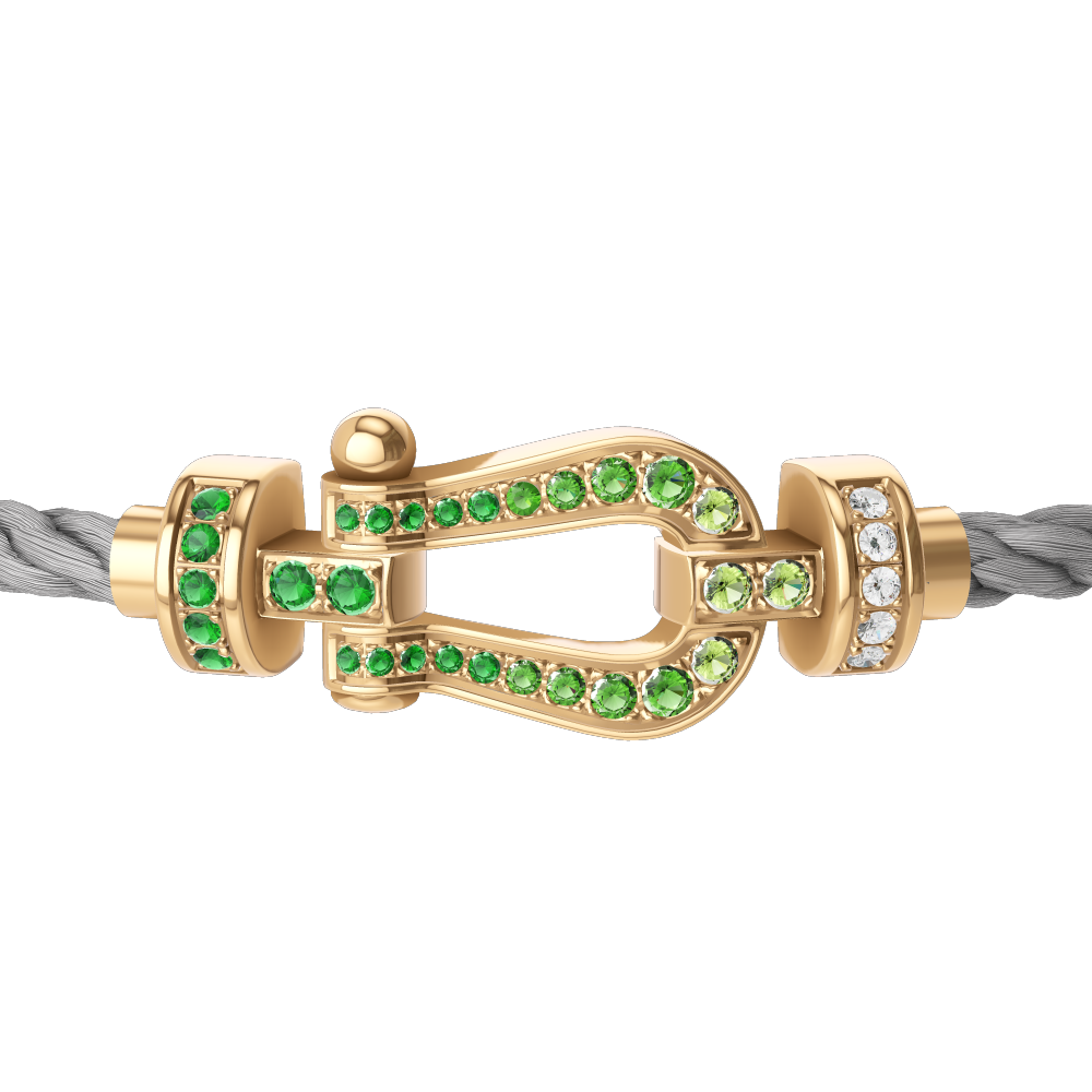 FRED FORCE 10 BRACELET Stainless steel and gold plating YELLOW GOLD AND COLORED STONES MEDIUM MODEL