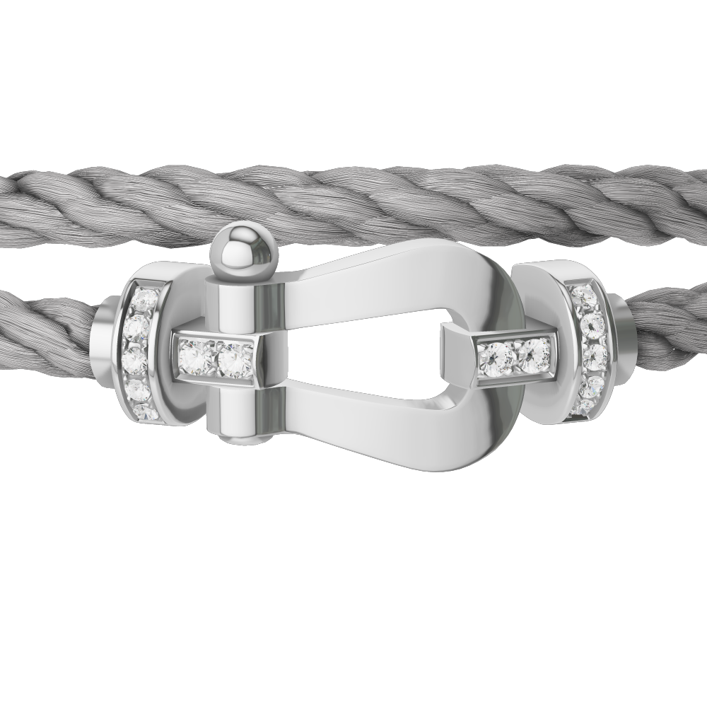 FRED FORCE 10 BRACELET Stainless steel and gold plating WHITE GOLD AND DIAMONDS LARGE MODEL