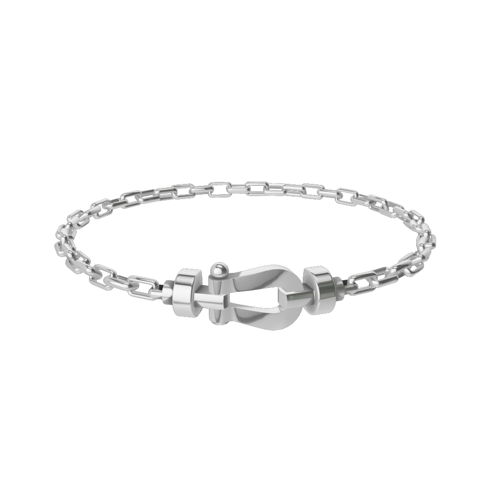 FRED FORCE 10 BRACELET Stainless steel and gold plating WHITE GOLD MEDIUM MODEL