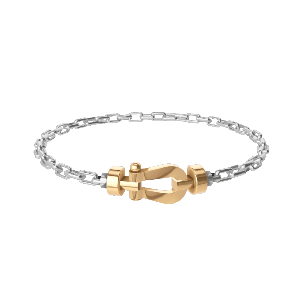 FRED FORCE 10 BRACELET Stainless steel and gold plating YELLOW GOLD MEDIUM MODEL