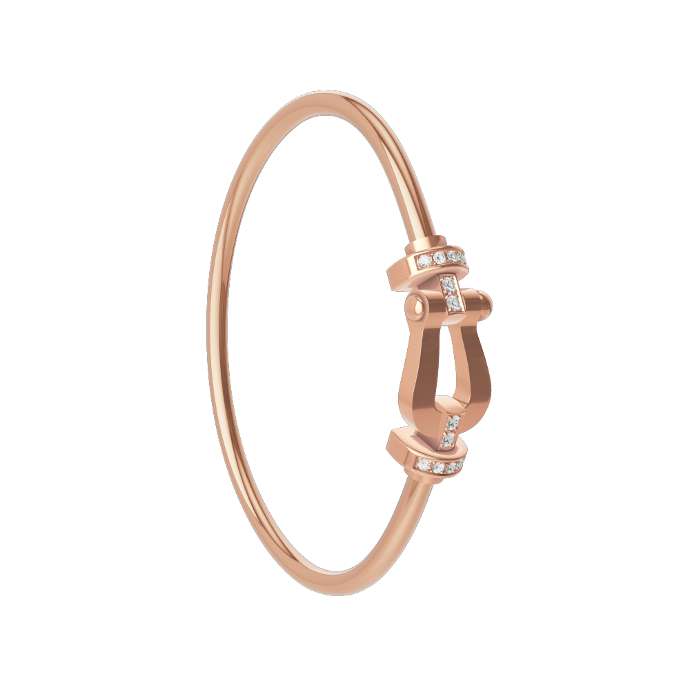 FRED FORCE 10 BRACELET Stainless steel and gold plating PINK GOLD AND DIAMONDS LARGE MODEL