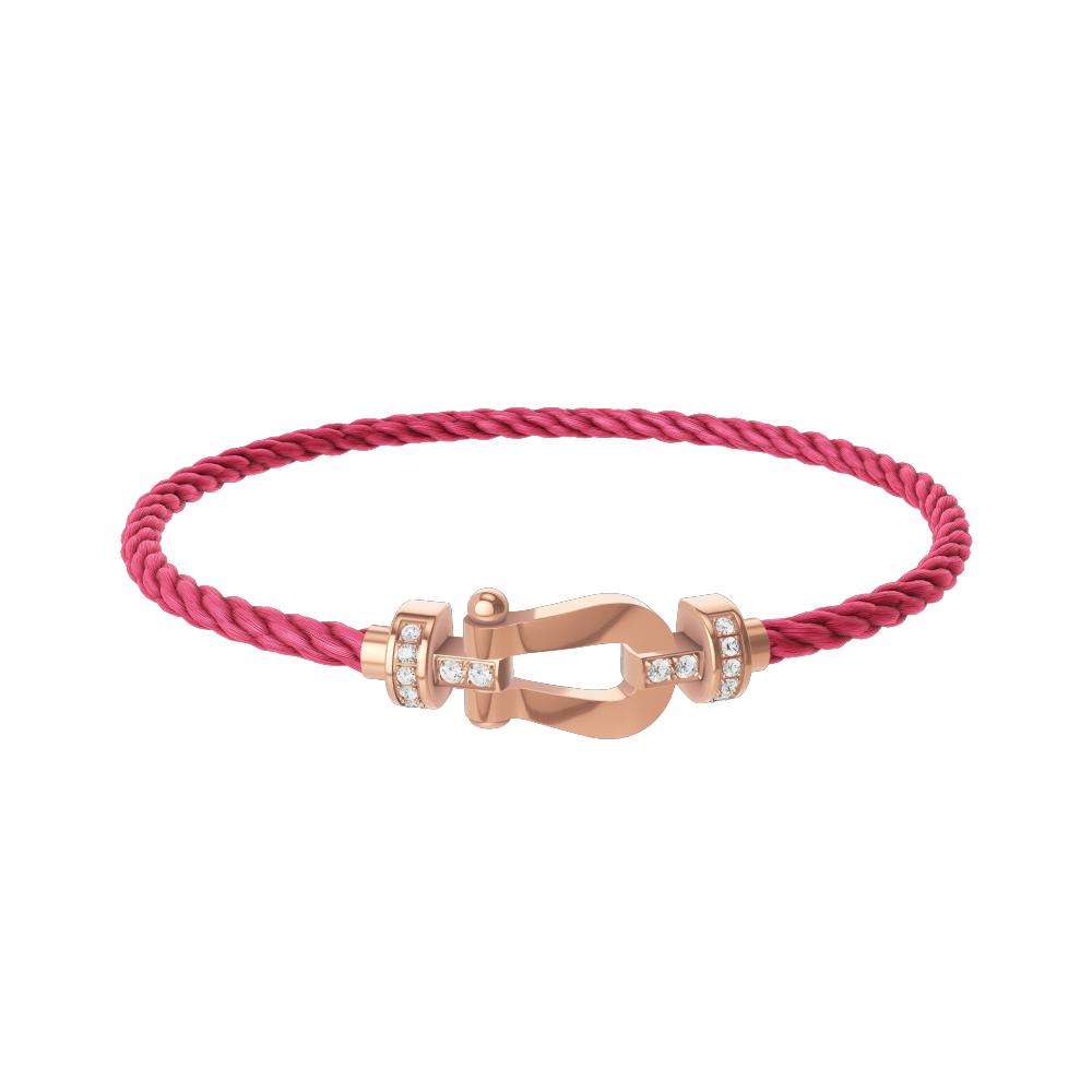 FRED FORCE 10 BRACELET Stainless steel and gold plating PINK GOLD AND DIAMONDS MEDIUM MODEL