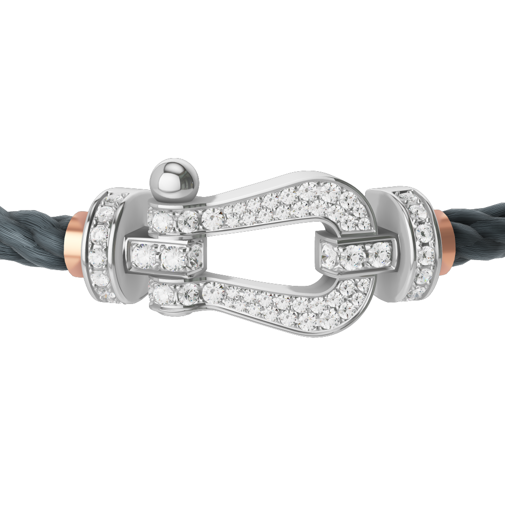 FRED FORCE 10 BRACELET Stainless steel and gold plating WHITE GOLD AND DIAMONDS LARGE MODEL