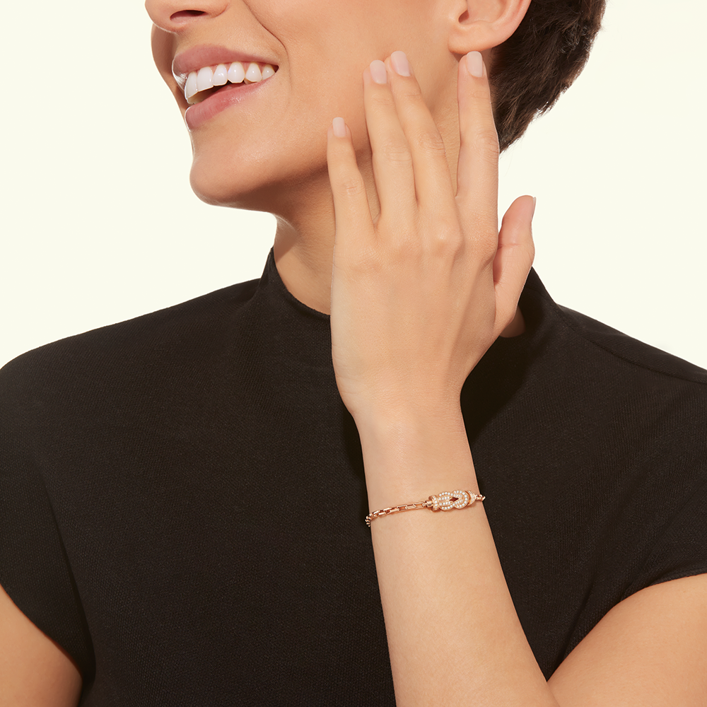 FRED CHANCE INFINIE BRACELET Stainless steel and gold plating PINK GOLD AND DIAMONDS LARGE MODEL