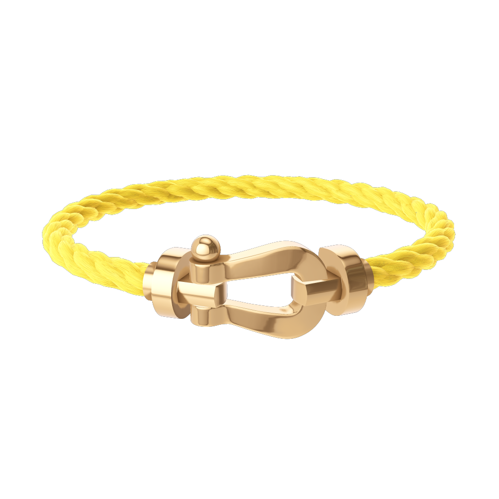 FRED FORCE 10 BRACELET Stainless steel and gold plating YELLOW GOLD LARGE MODEL