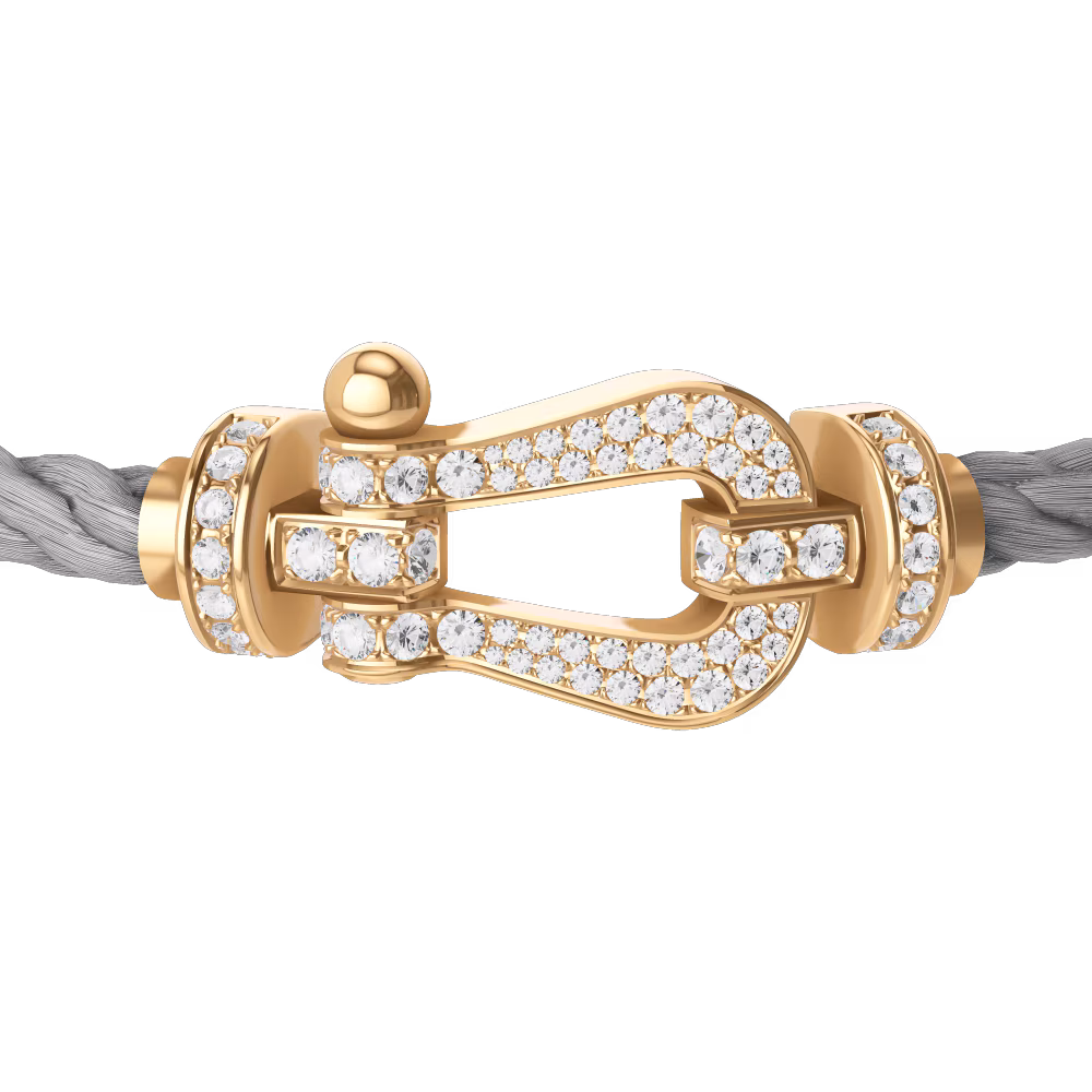FRED FORCE 10 BRACELET Stainless steel and gold plating YELLOW GOLD AND DIAMONDS LARGE MODEL
