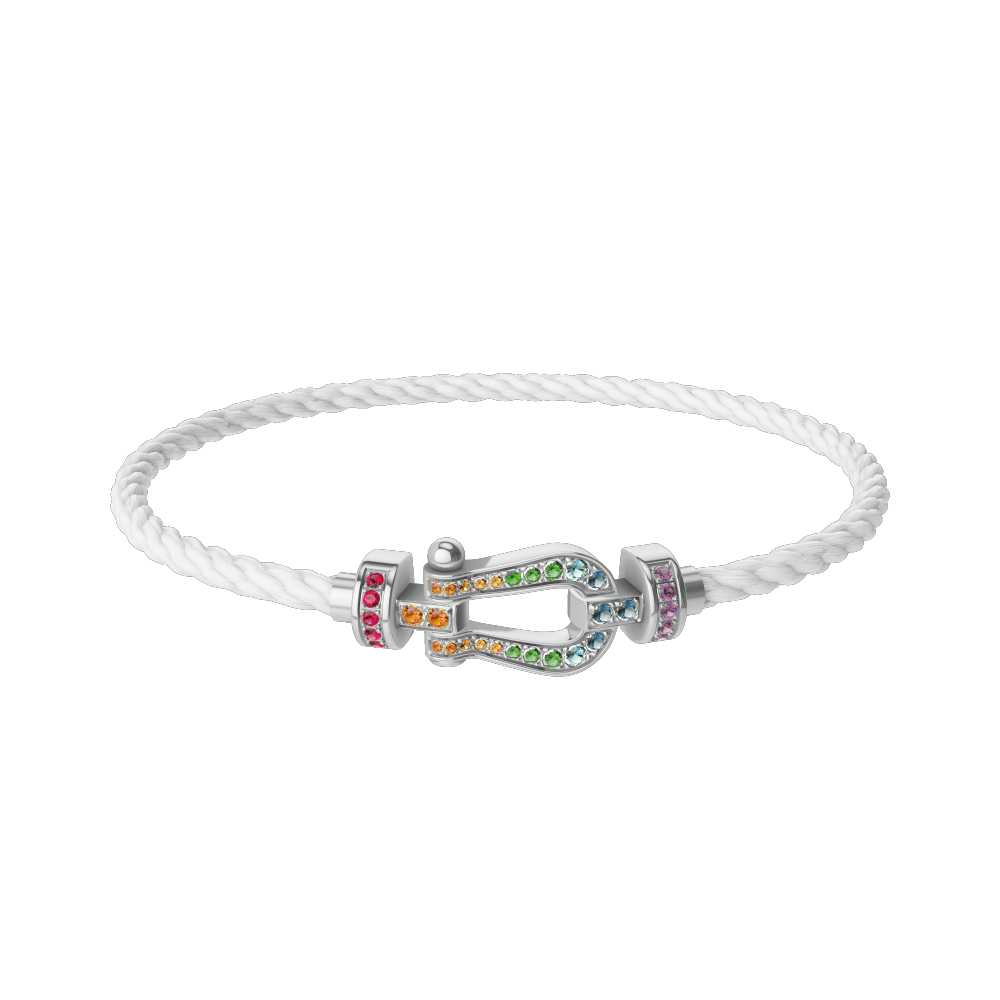 FRED FORCE 10 BRACELET MEDIUM MODEL IN Stainless steel and gold plating WHITE GOLD AND COLOURED STONES