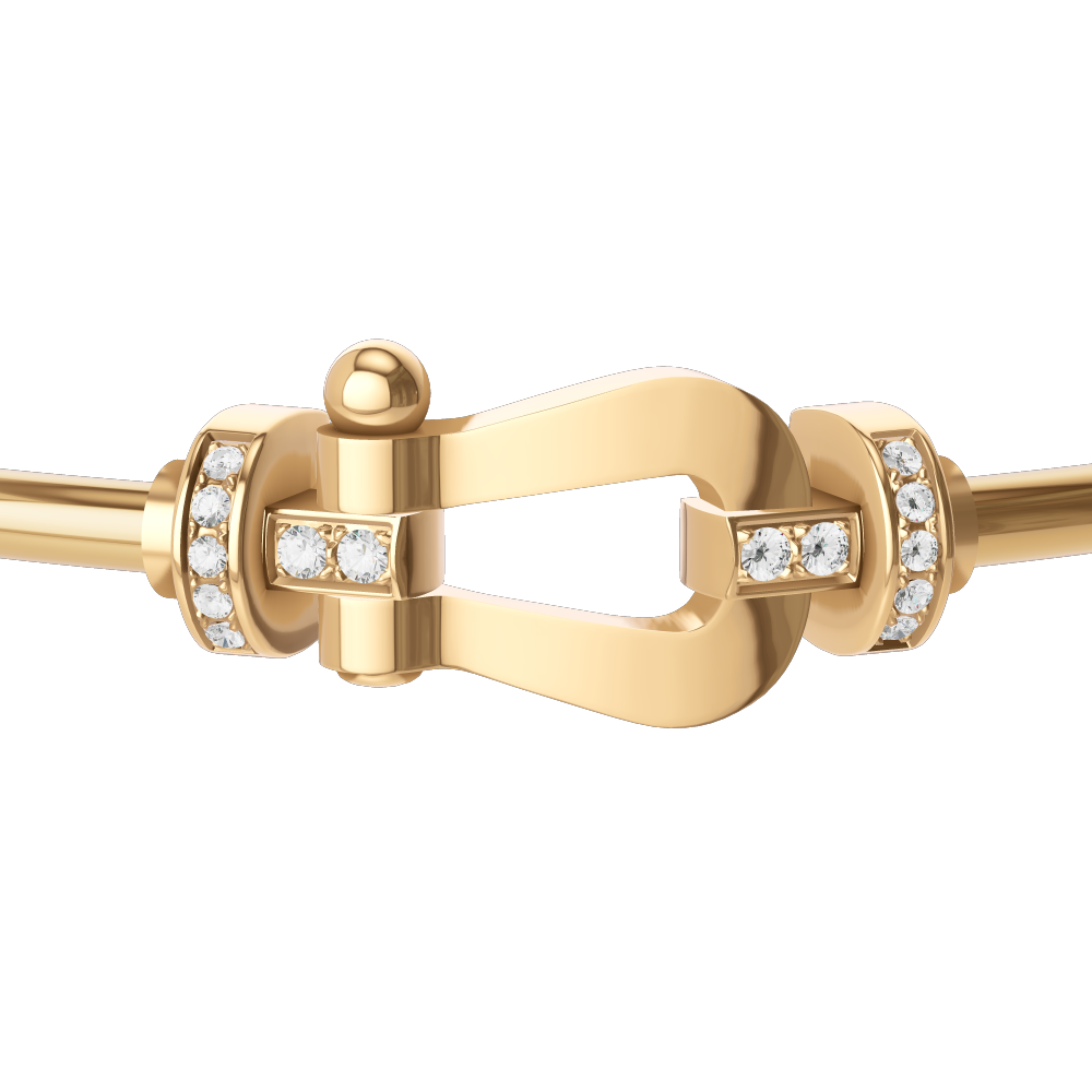 FRED FORCE 10 BRACELET Stainless steel and gold plating YELLOW GOLD AND DIAMONDS LARGE MODEL