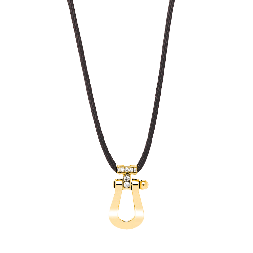 FRED FORCE 10 PENDANT Stainless steel and gold plating YELLOW GOLD AND DIAMONDS LARGE MODEL